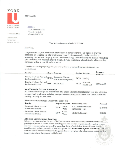 Hu，Ying York University Social work