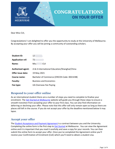 The University of Melbourne Letter of Offer20210519 5733 119e16b